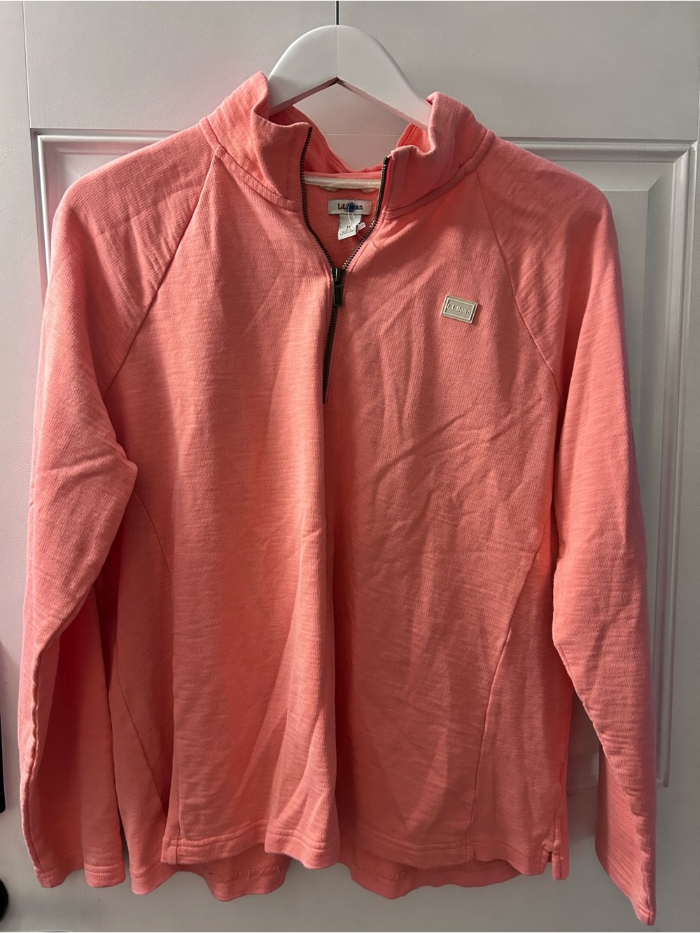 L.L. Bean Coral Half-Zip Long Sleeve Pullover